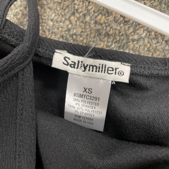 Sally Miller Black Cocktail Dress Faux Leather Detail - Picture 3 of 4